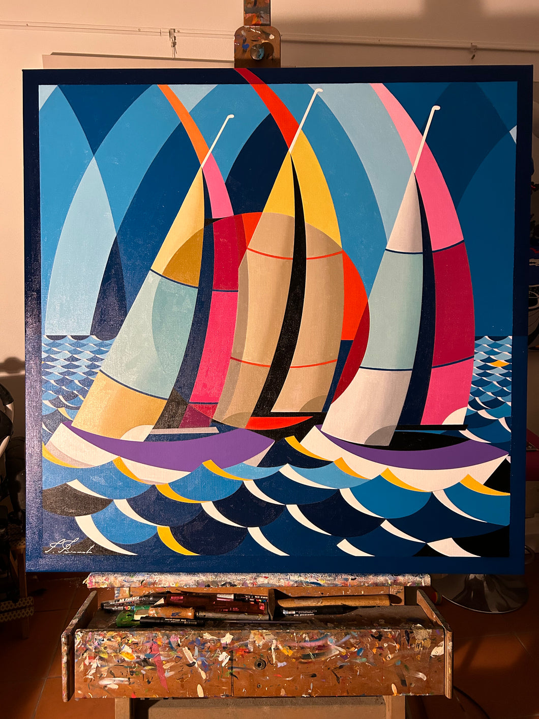 Vele al Vento - oil on canvas 100x100