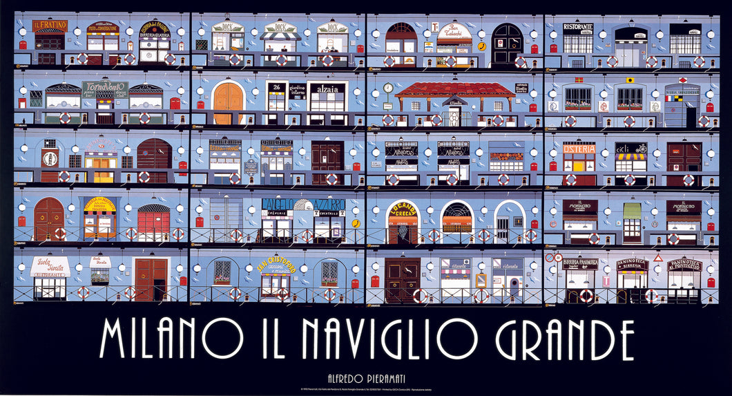 Litografia Milano Naviglio grande 50x100