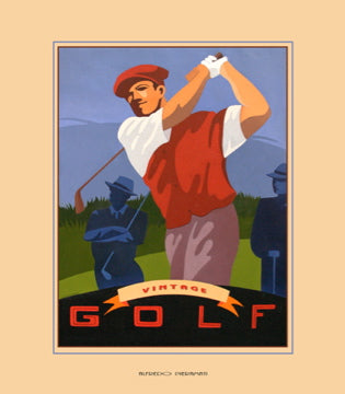 LITOGRAFIA VINTAGE GOLF ART 50X30